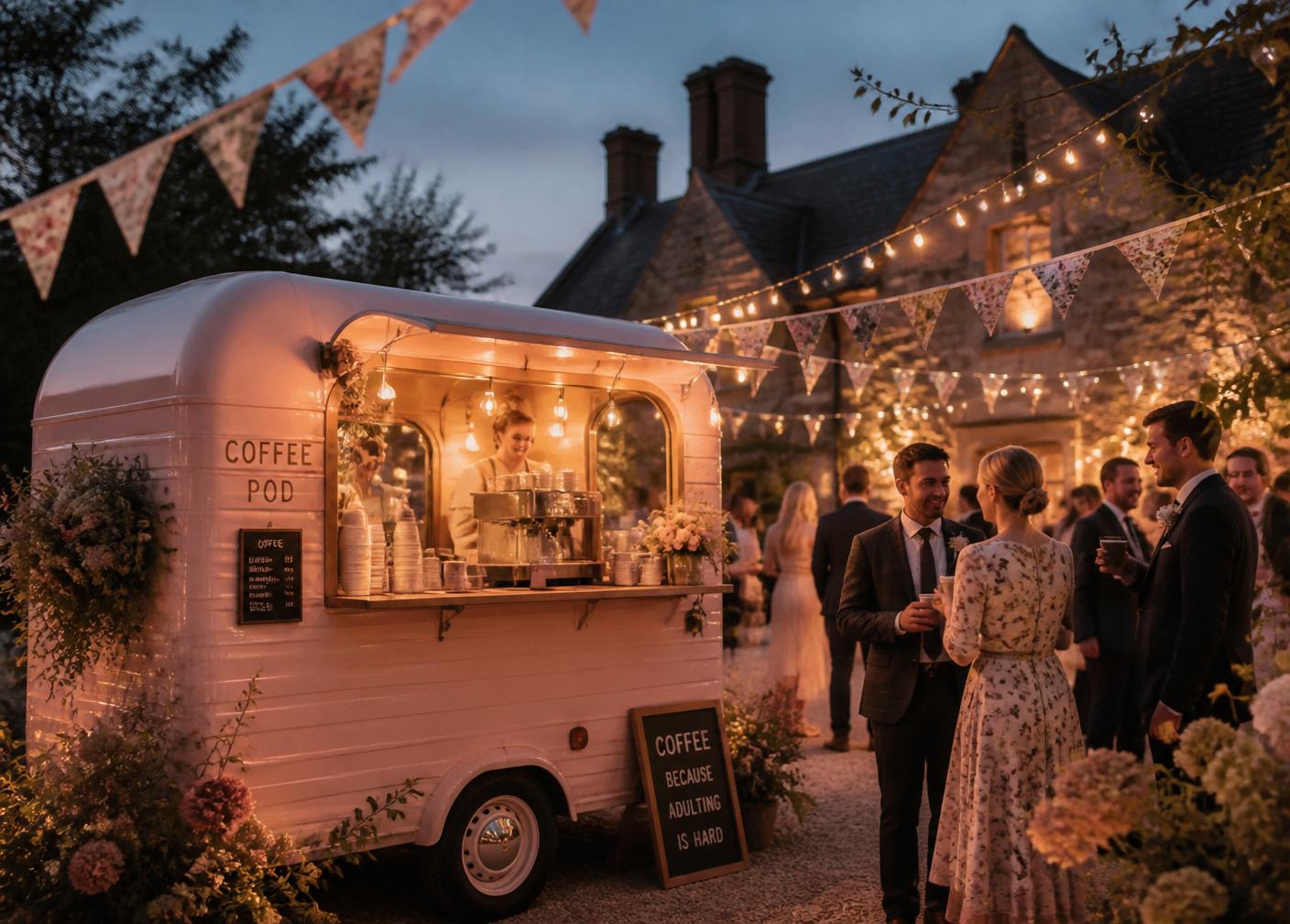 The pink pod at a countryside wedding